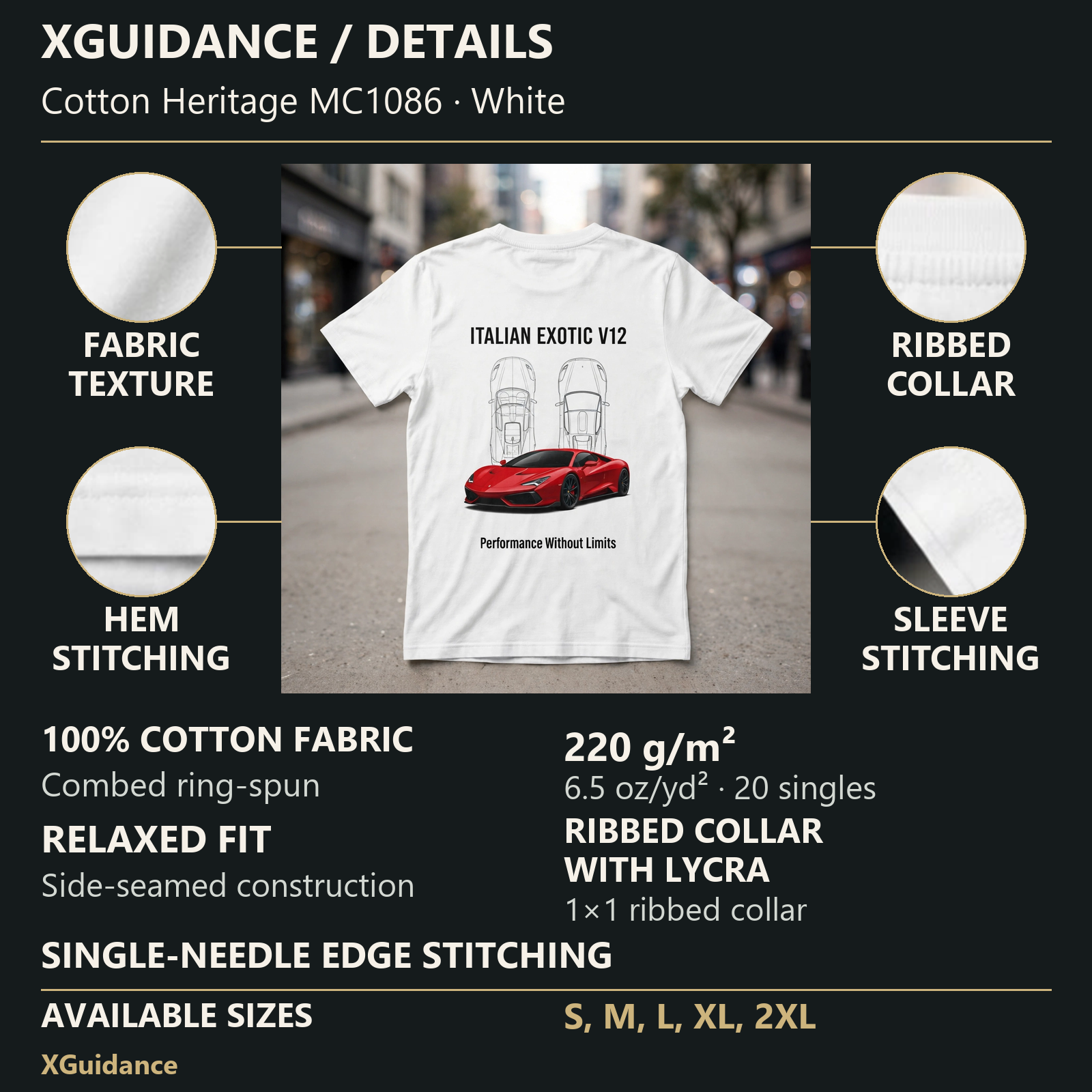 Italian Exotic V12 Car Enthusiast Graphic T-Shirt – XGuidance – product details and sizing