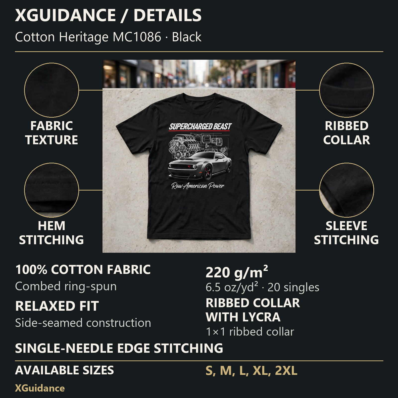 Supercharged Beast Car Enthusiast Graphic T-Shirt – XGuidance – product details and sizing