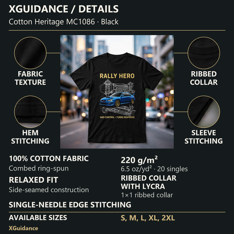 Rally Hero Car Enthusiast Graphic T-Shirt – XGuidance – product details and sizing