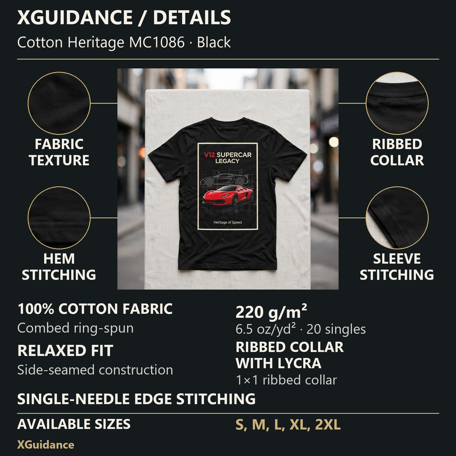 V12 Supercar Legacy Car Enthusiast Graphic T-Shirt – XGuidance – product details and sizing