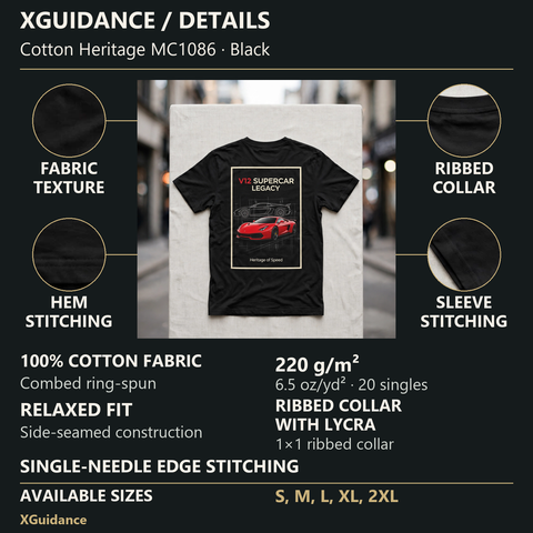V12 Supercar Legacy Car Enthusiast Graphic T-Shirt – XGuidance – product details and sizing