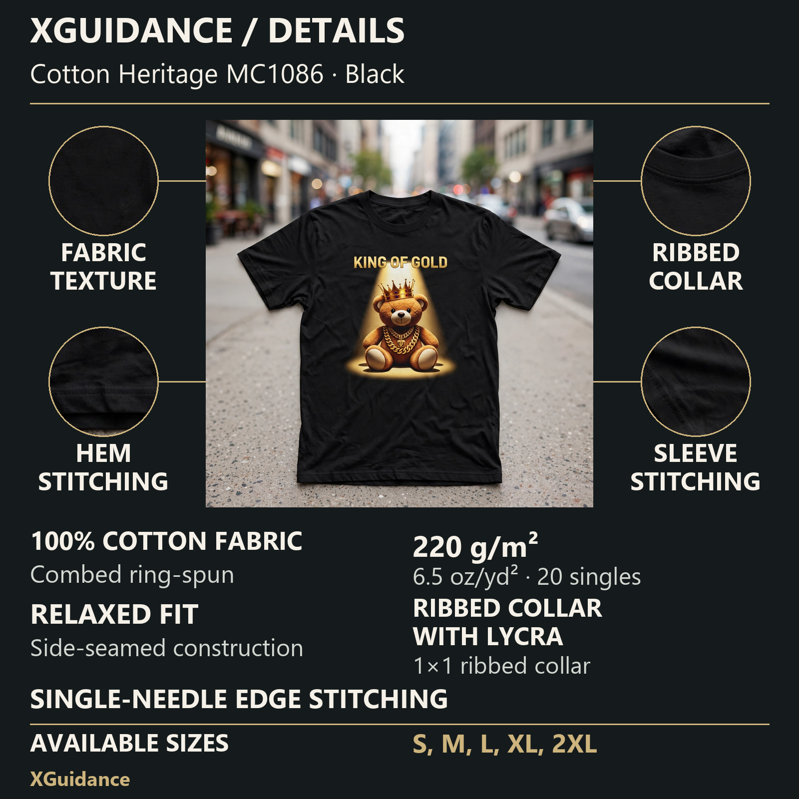 King of Gold Money Mindset Graphic T-Shirt – XGuidance – product details and sizing