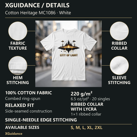 City of Light Spiritual Awakening Graphic T-Shirt – XGuidance – product details and sizing