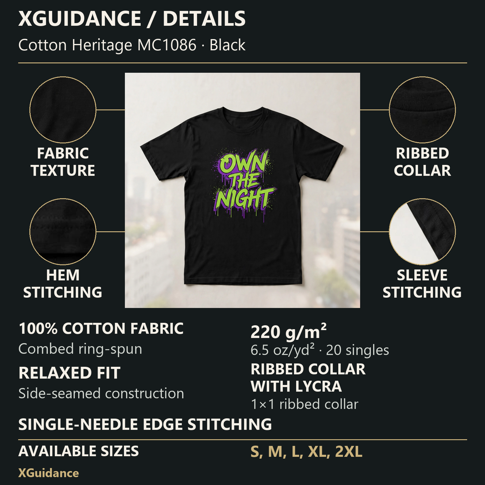 Own the Night Hustle & Royalty Graphic T-Shirt – XGuidance – product details and sizing