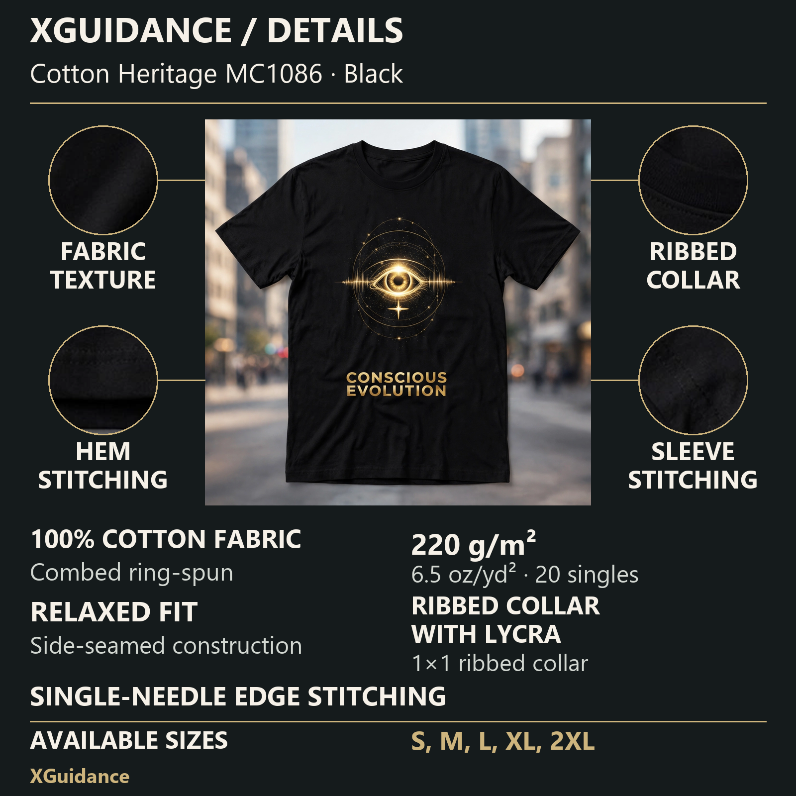 Conscious Evolution Spiritual Awakening Graphic T-Shirt – XGuidance – product details and sizing
