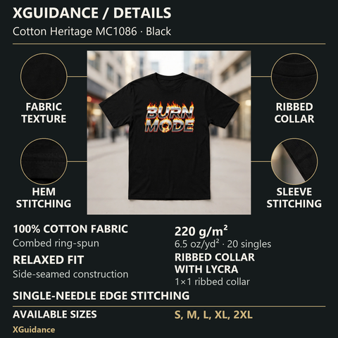 Burn Mode Hustle & Royalty Graphic T-Shirt – XGuidance – product details and sizing