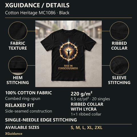 Rise in Consciousness Spiritual Awakening Graphic T-Shirt – XGuidance – product details and sizing