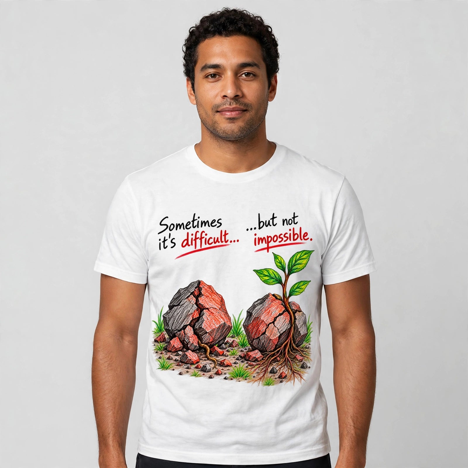 Difficult Not Impossible Motivational Quote T-Shirt – XGuidance
