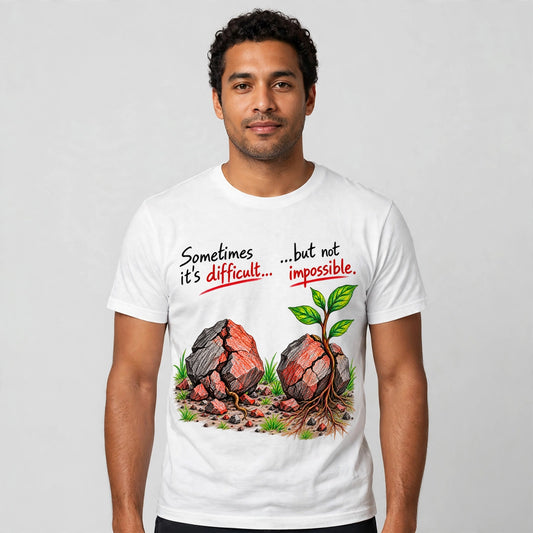 Difficult Not Impossible Motivational Quote T-Shirt – XGuidance