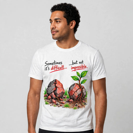 Difficult Not Impossible Motivational Quote T-Shirt – XGuidance – photo 2