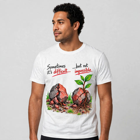 Difficult Not Impossible Motivational Quote T-Shirt – XGuidance – photo 2