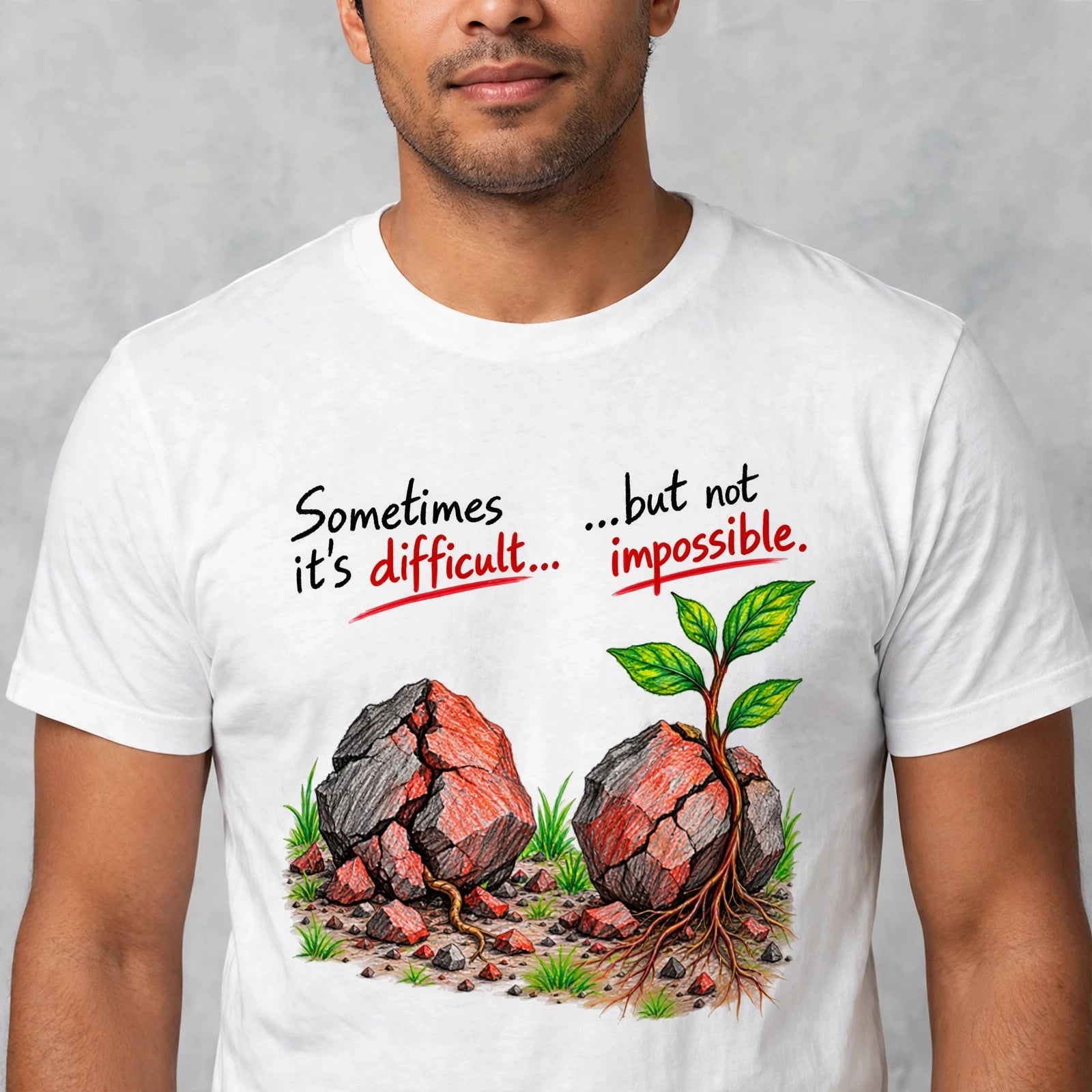 Difficult Not Impossible Motivational Quote T-Shirt – XGuidance – photo 3