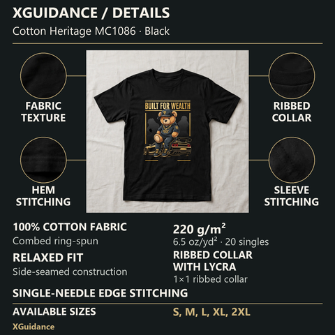 Built for Wealth Money Mindset Graphic T-Shirt – XGuidance – product details and sizing