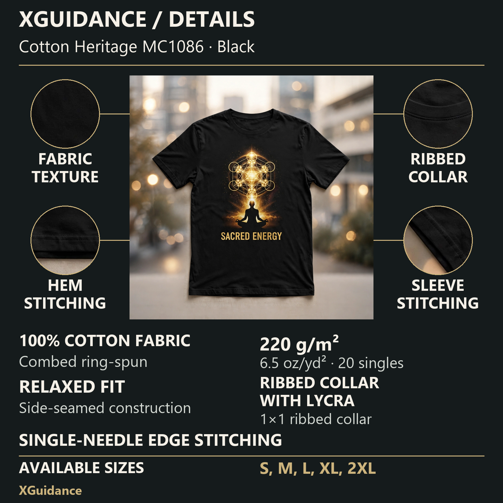 Sacred Energy Spiritual Awakening Graphic T-Shirt – XGuidance – product details and sizing