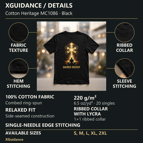 Sacred Energy Spiritual Awakening Graphic T-Shirt – XGuidance – product details and sizing