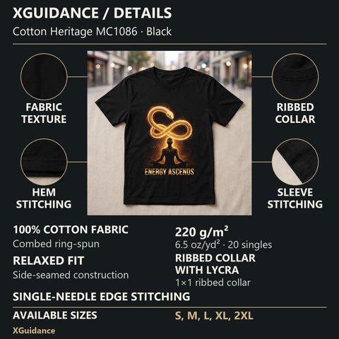 Energy Ascends Spiritual Awakening Graphic T-Shirt – XGuidance – product details and sizing
