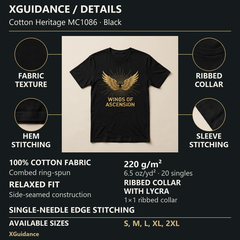 Wings of Ascension Spiritual Awakening Graphic T-Shirt – XGuidance – product details and sizing