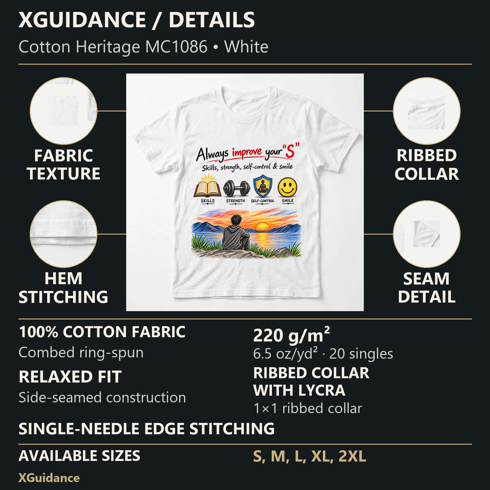 Improve Your "S" Motivational Quote T-Shirt – XGuidance – product details and sizing