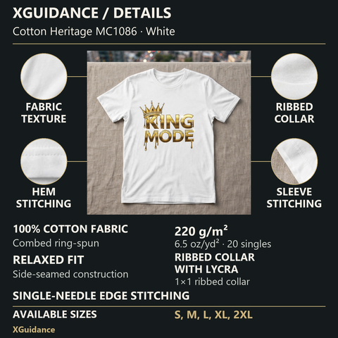 King Mode Hustle & Royalty Graphic T-Shirt – XGuidance – product details and sizing