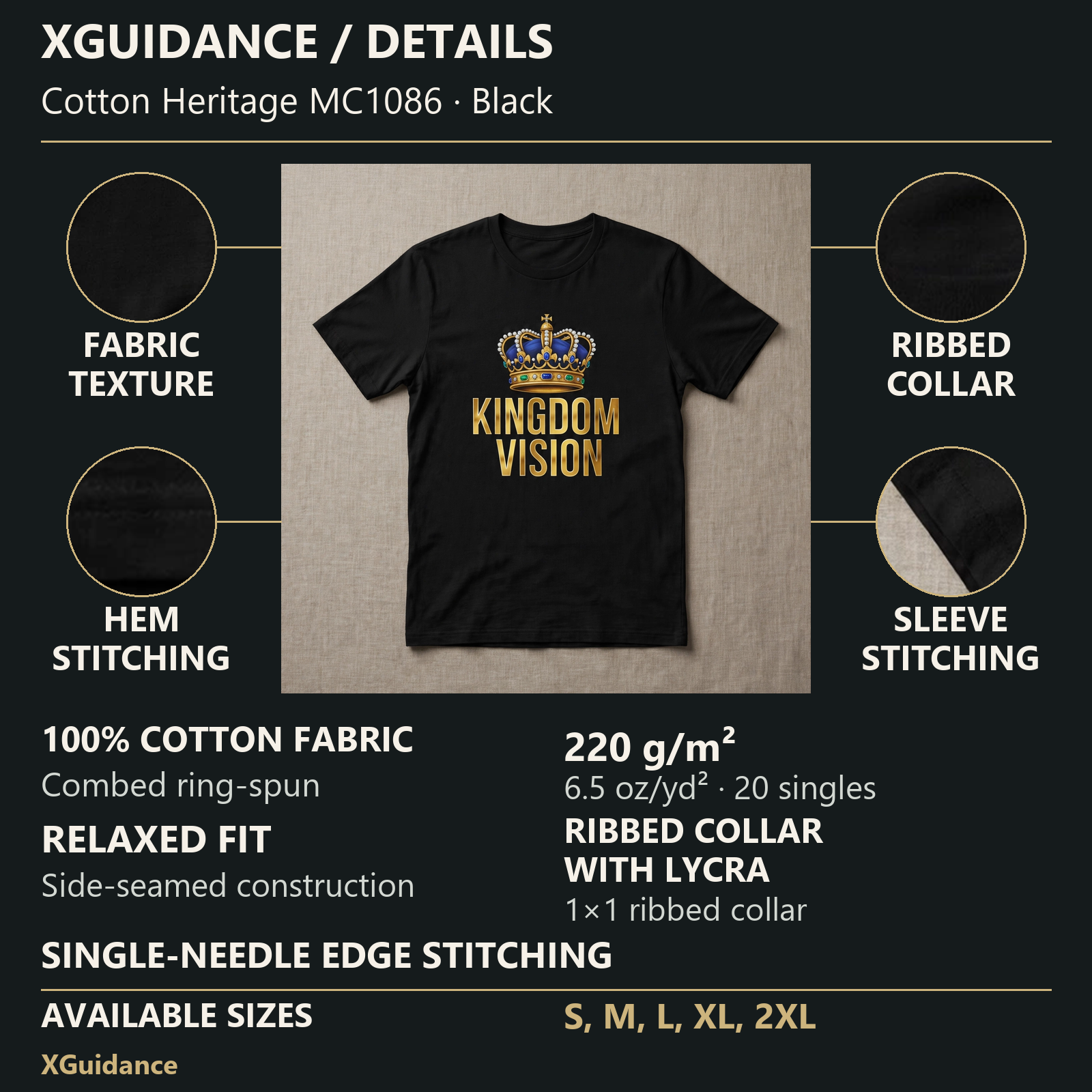 Kingdom Vision Hustle & Royalty Graphic T-Shirt – XGuidance – product details and sizing