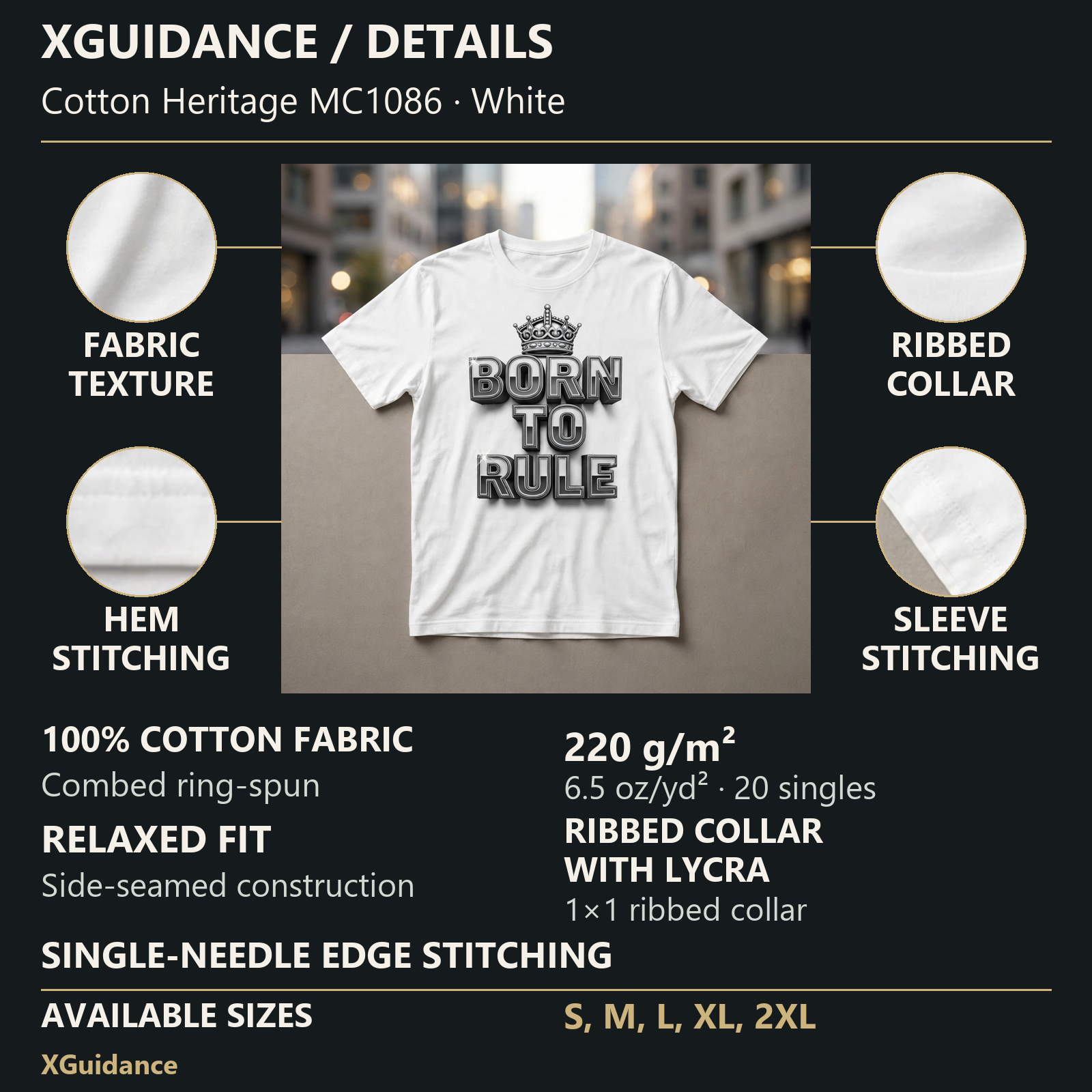 Born to Rule Hustle & Royalty Graphic T-Shirt – XGuidance – product details and sizing