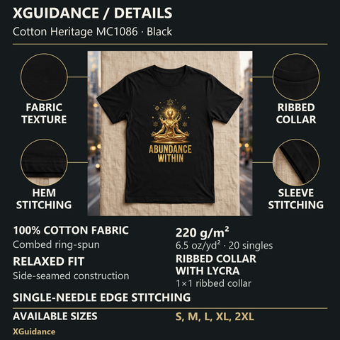Abundance Within Spiritual Awakening Graphic T-Shirt – XGuidance – product details and sizing
