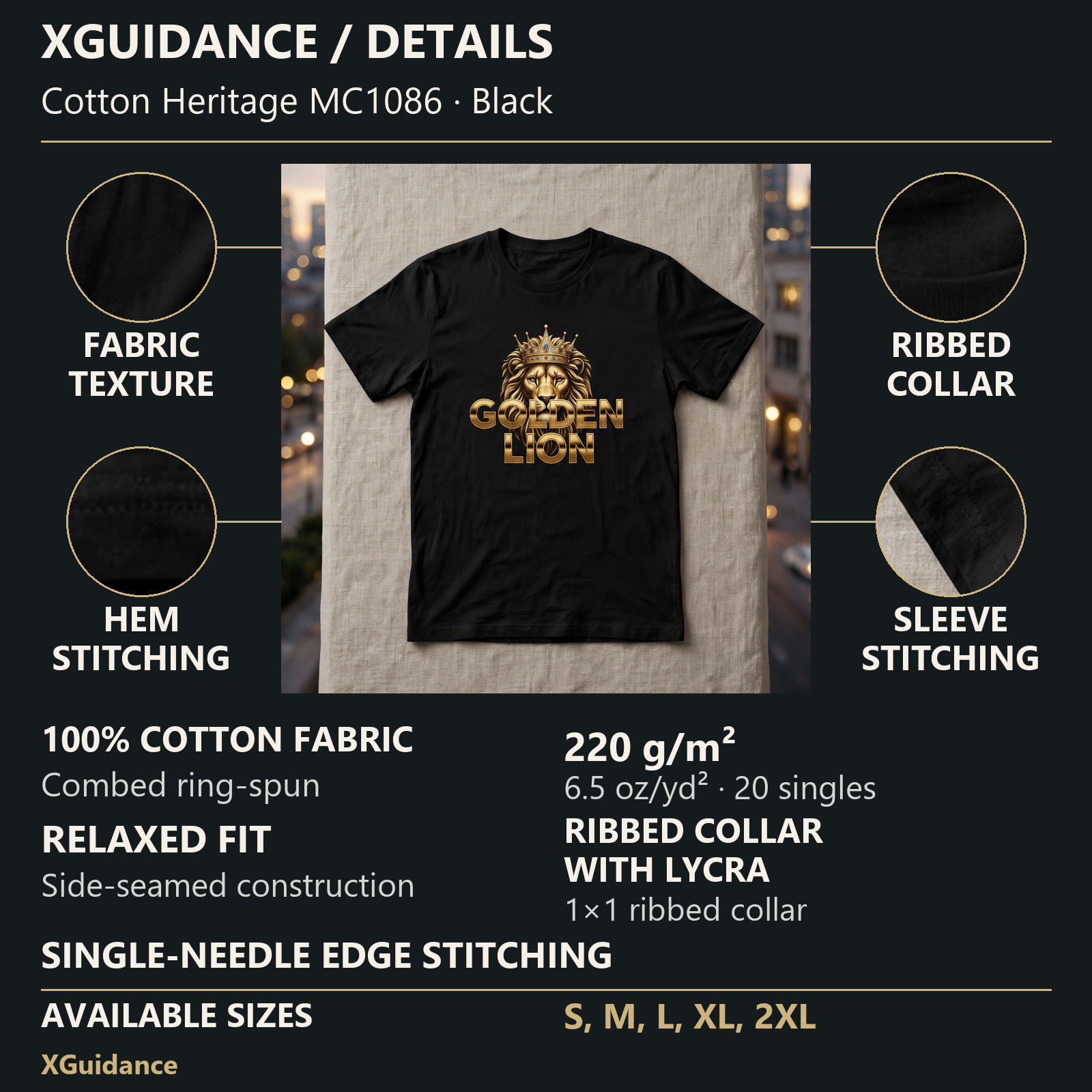 Golden Lion Hustle & Royalty Graphic T-Shirt – XGuidance – product details and sizing