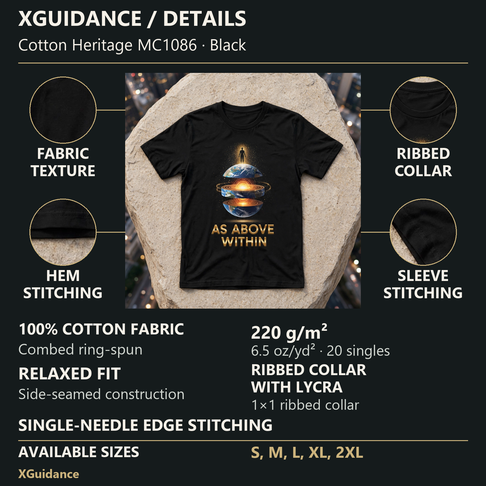 As Above Within Spiritual Awakening Graphic T-Shirt – XGuidance – product details and sizing