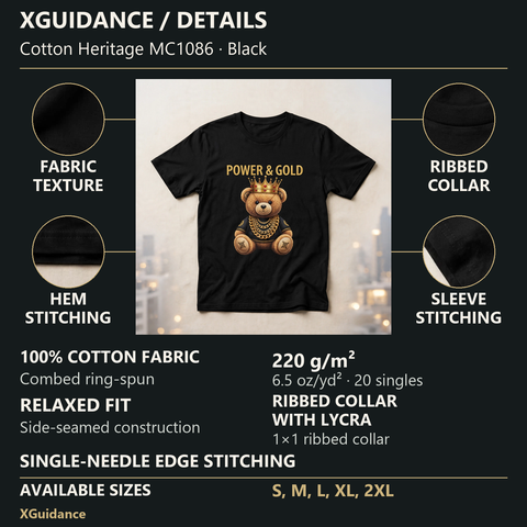 Power & Gold Money Mindset Graphic T-Shirt – XGuidance – product details and sizing