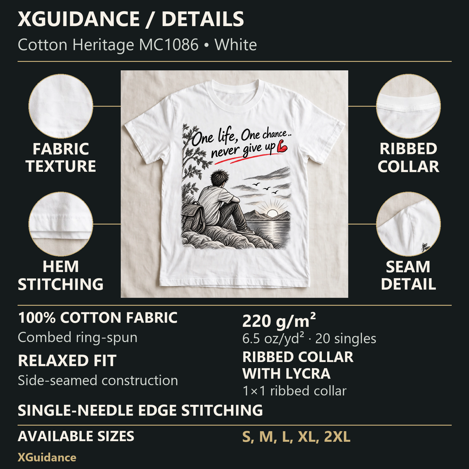One Life One Chance Motivational Quote T-Shirt – XGuidance – product details and sizing