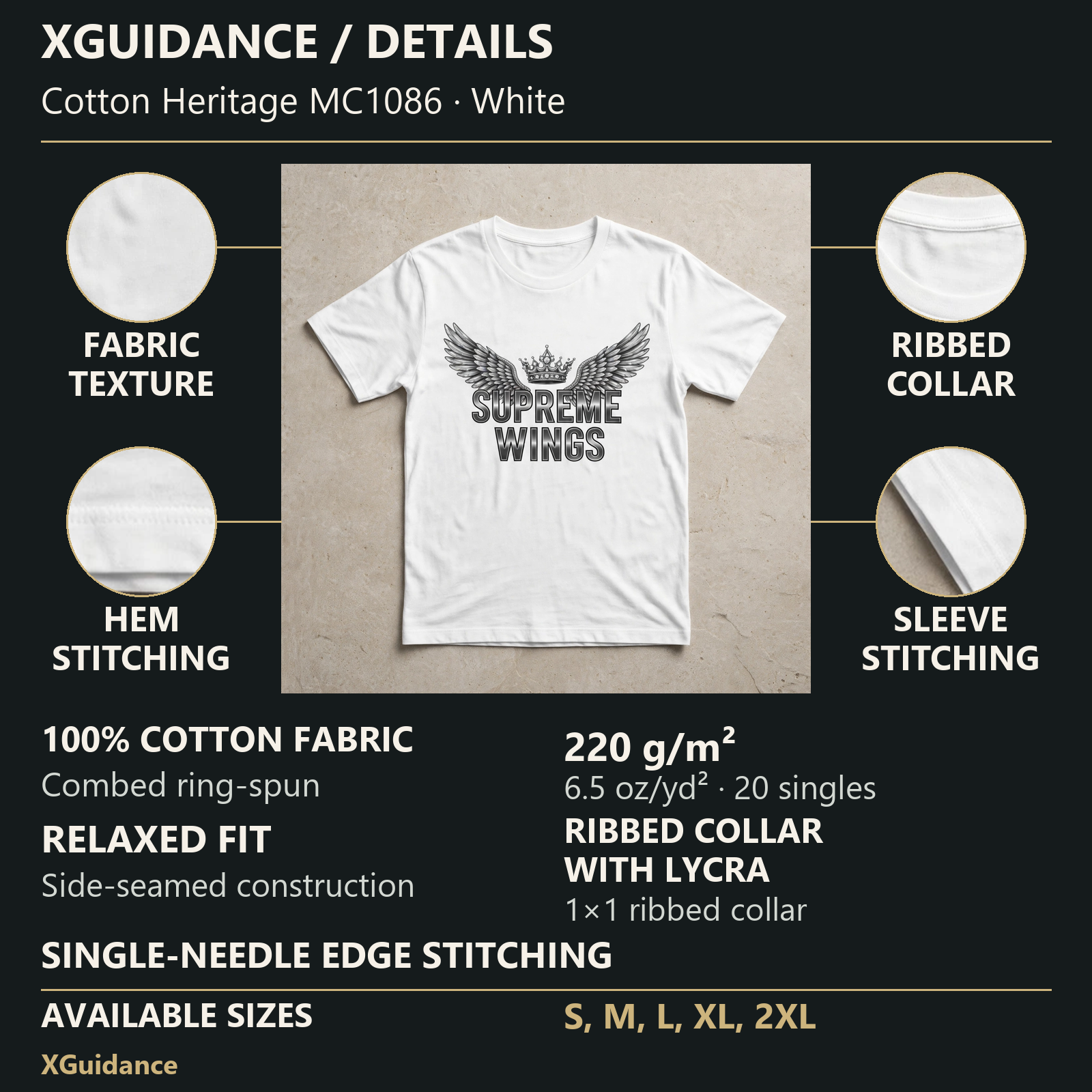 Supreme Wings Hustle & Royalty Graphic T-Shirt – XGuidance – product details and sizing