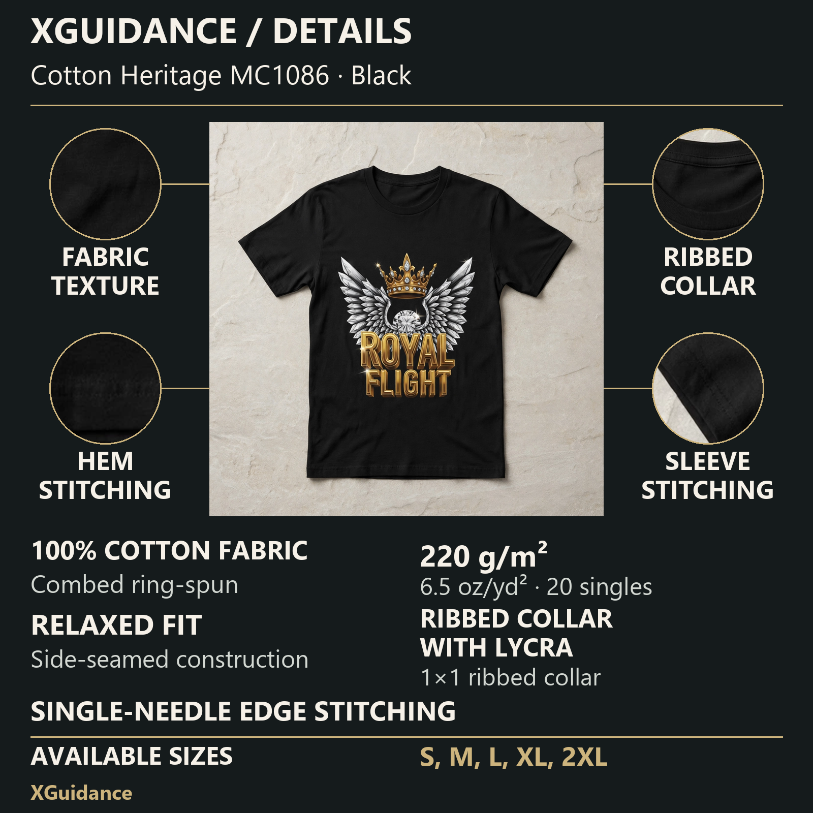 Royal Flight Hustle & Royalty Graphic T-Shirt – XGuidance – product details and sizing