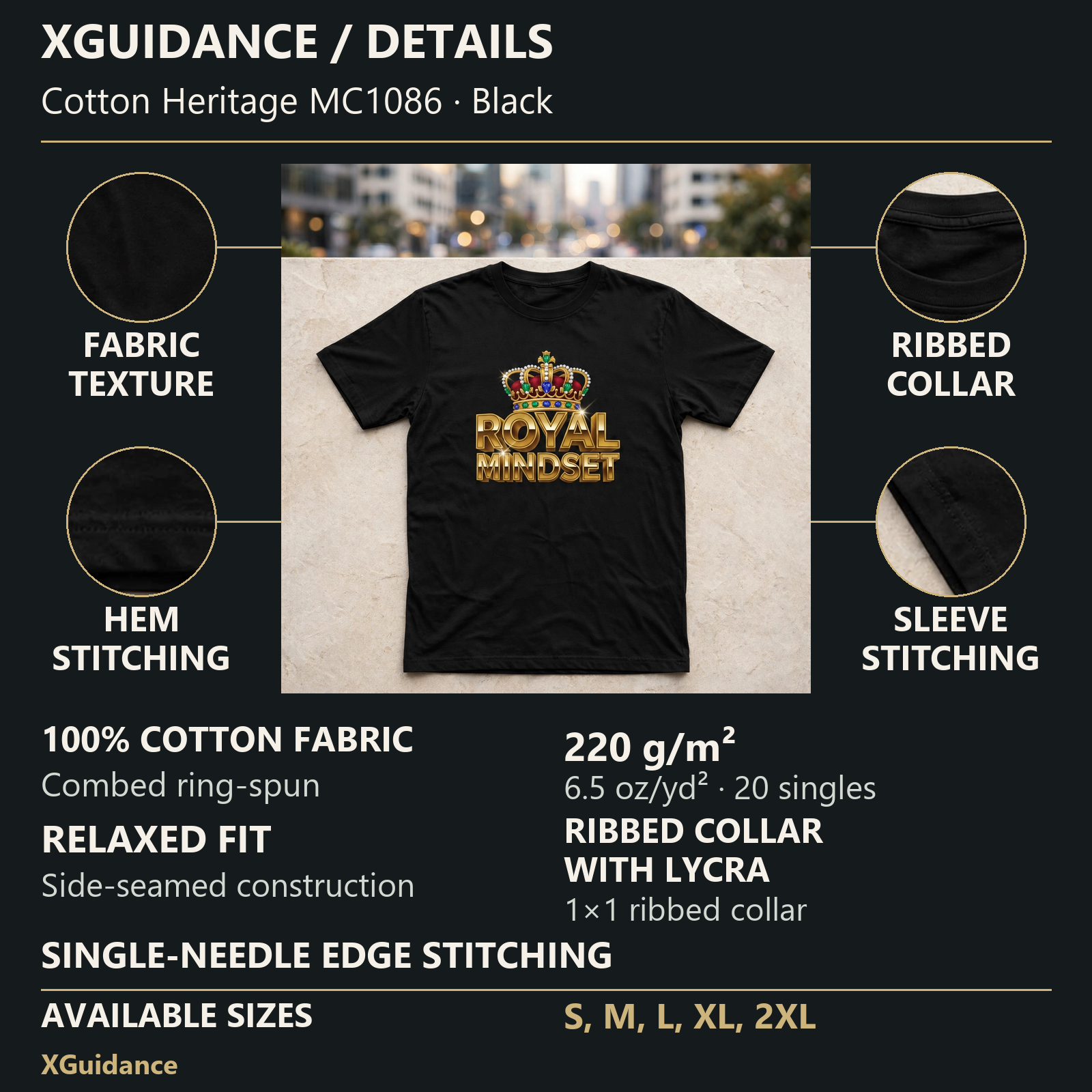 Royal Mindset Hustle & Royalty Graphic T-Shirt – XGuidance – product details and sizing