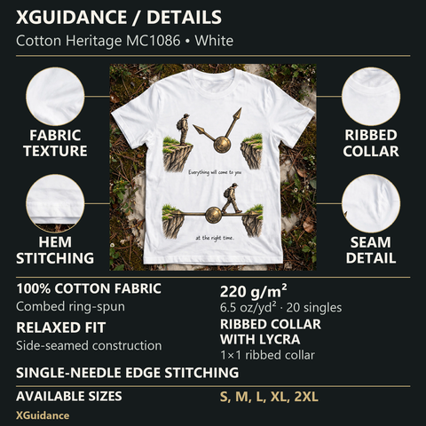 Right Time Motivational Quote T-Shirt – XGuidance – product details and sizing