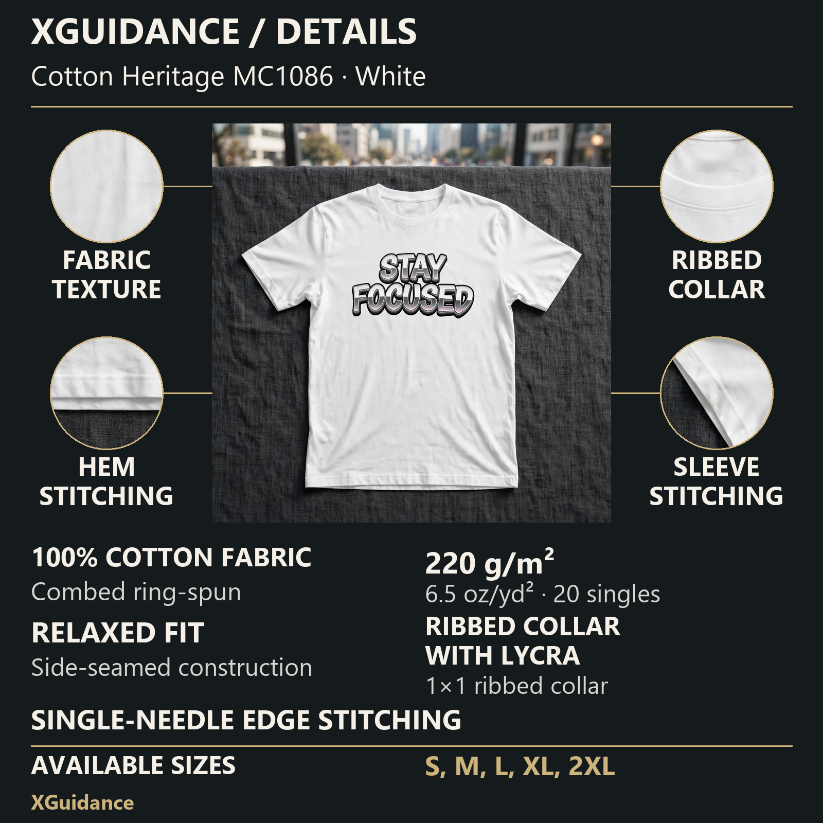 Stay Focused Hustle & Royalty Graphic T-Shirt – XGuidance – product details and sizing