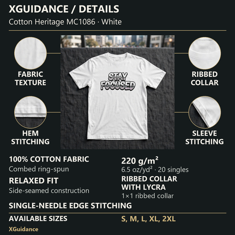 Stay Focused Hustle & Royalty Graphic T-Shirt – XGuidance – product details and sizing