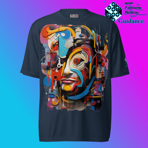 Abstract Essence Artistic Face T Shirt by XGuidance Navy 4