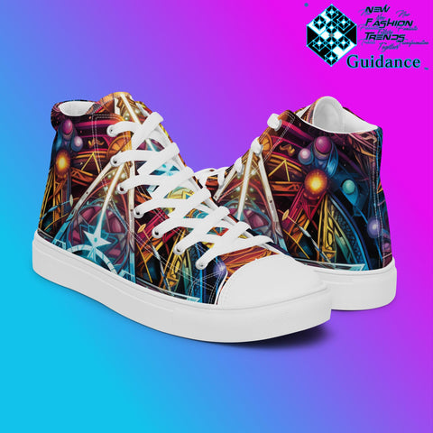 Abstract Harmony High Top Shoes – Artistic Festival Sneakers by XGuidance Black 7
