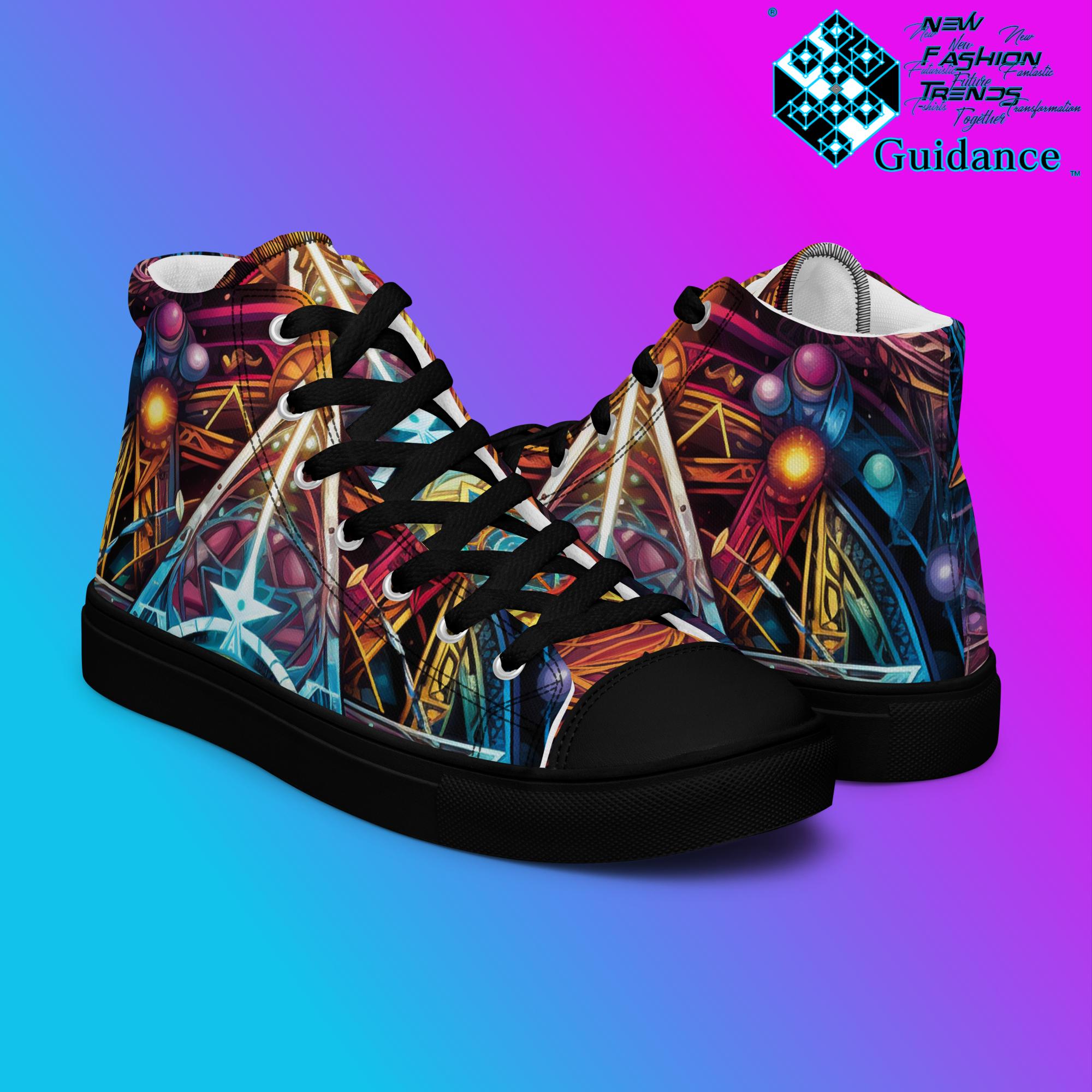 Abstract Harmony High Top Shoes – Artistic Festival Sneakers by XGuidance Black 8