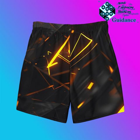 Shadows Glimmer Swim Trunks – Neon Light Geometric Art
