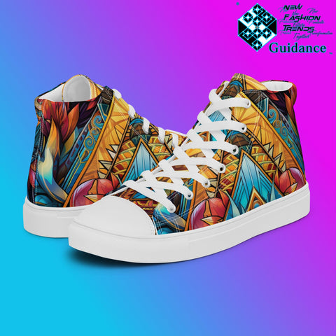 Angular Odyssey High Top Shoes – Geometric Streetwear Sneakers by XGuidance Black 3