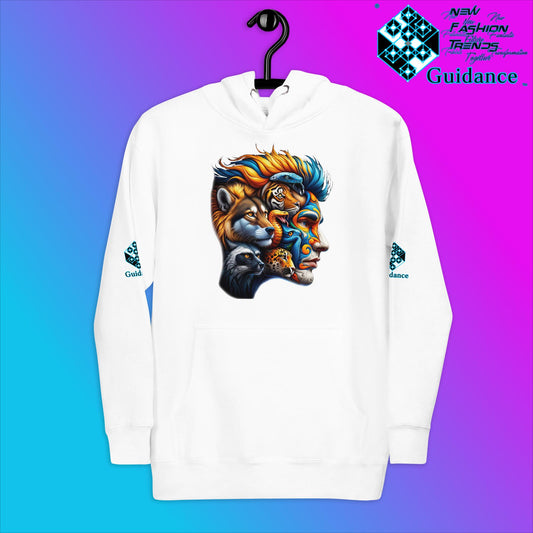 AnimaBlend Hoodie with Human Animal Fusion Design by XGuidance White 2