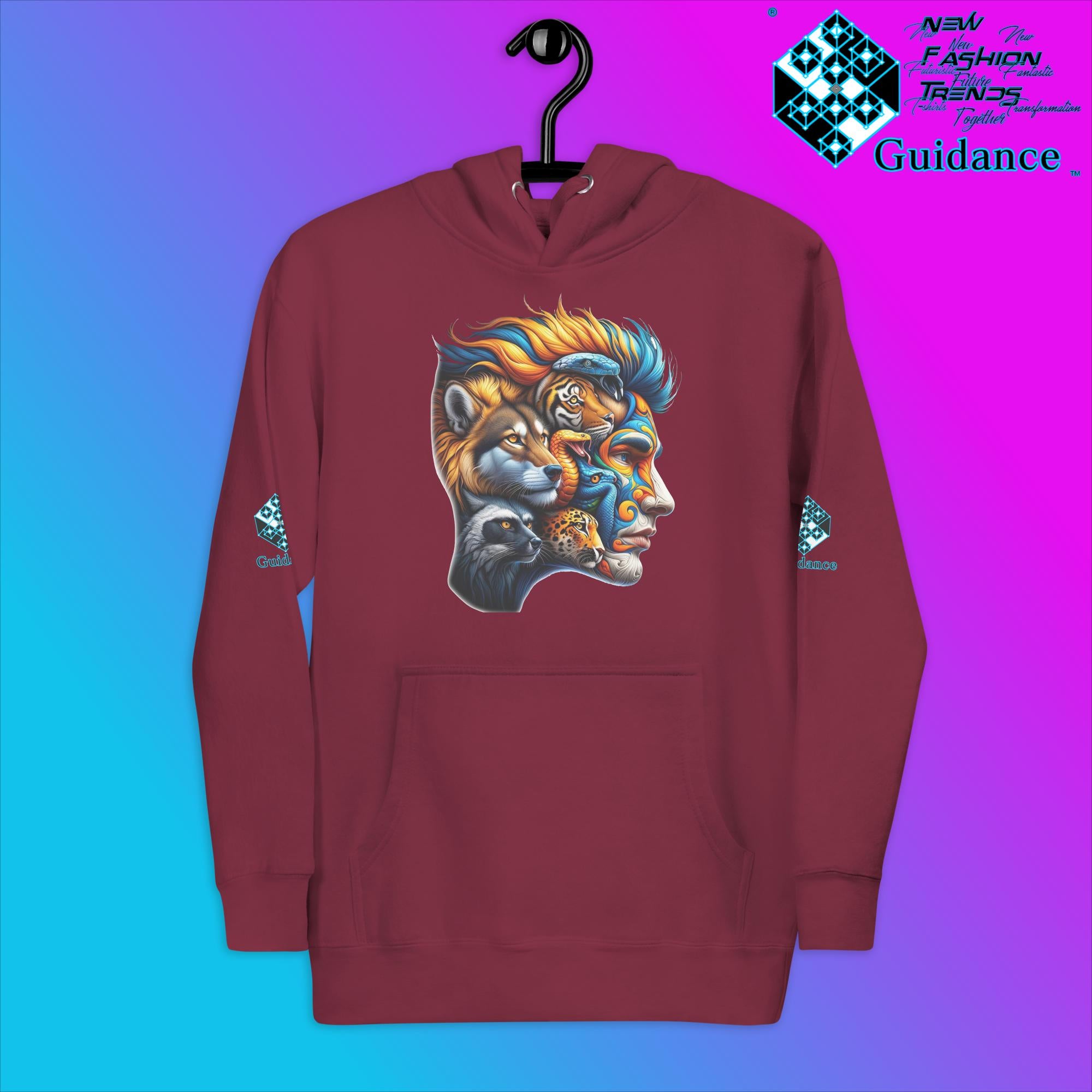 AnimaBlend Hoodie with Human Animal Fusion Design by XGuidance Maroon 5