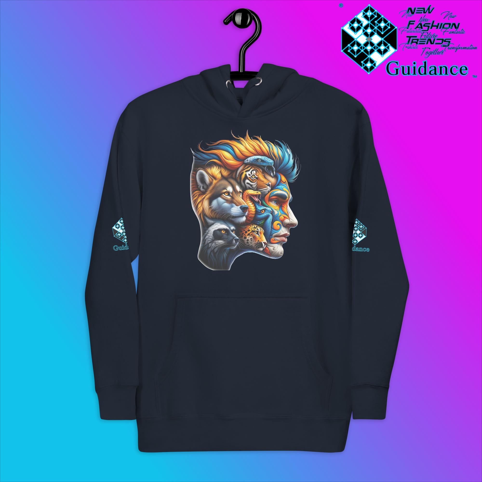 AnimaBlend Hoodie with Human Animal Fusion Design by XGuidance Navy Blazer 6