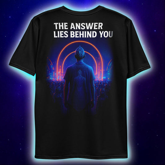 Answer Lies Behind You , Back T-Shirt -Neon Festival T-Shirts by XGuidance XS 2
