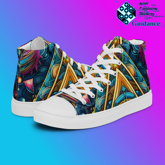 Artful Tapestry High Top Shoes – Artistic Streetwear Sneakers by XGuidance White 2