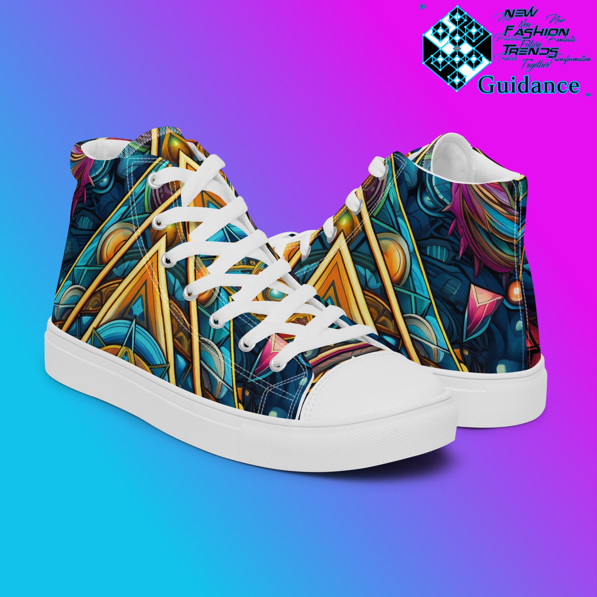 Artful Tapestry High Top Shoes – Artistic Streetwear Sneakers by XGuidance Black 7