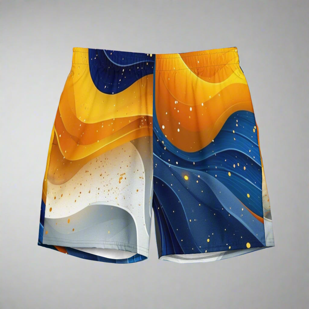 Azure Majesty Swim Trunks – Royal Blue and Gold Waves by XGuidance 2XS 1