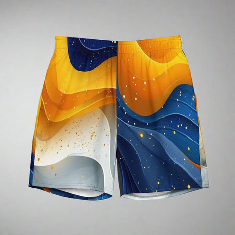 Azure Majesty Swim Trunks – Royal Blue and Gold Waves by XGuidance 2XS 1