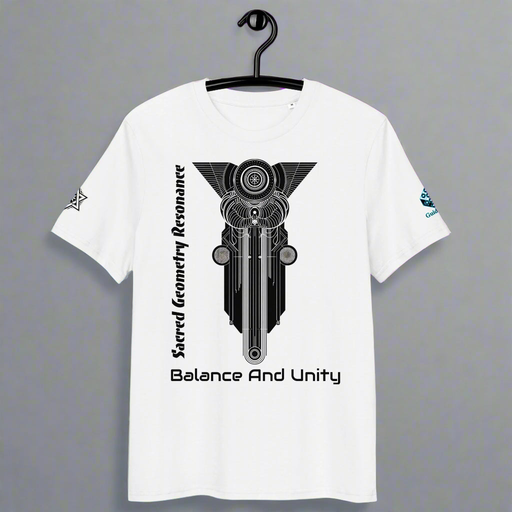 Balance and Unity T-Shirt with Sacred Geometry by XGuidance White 1